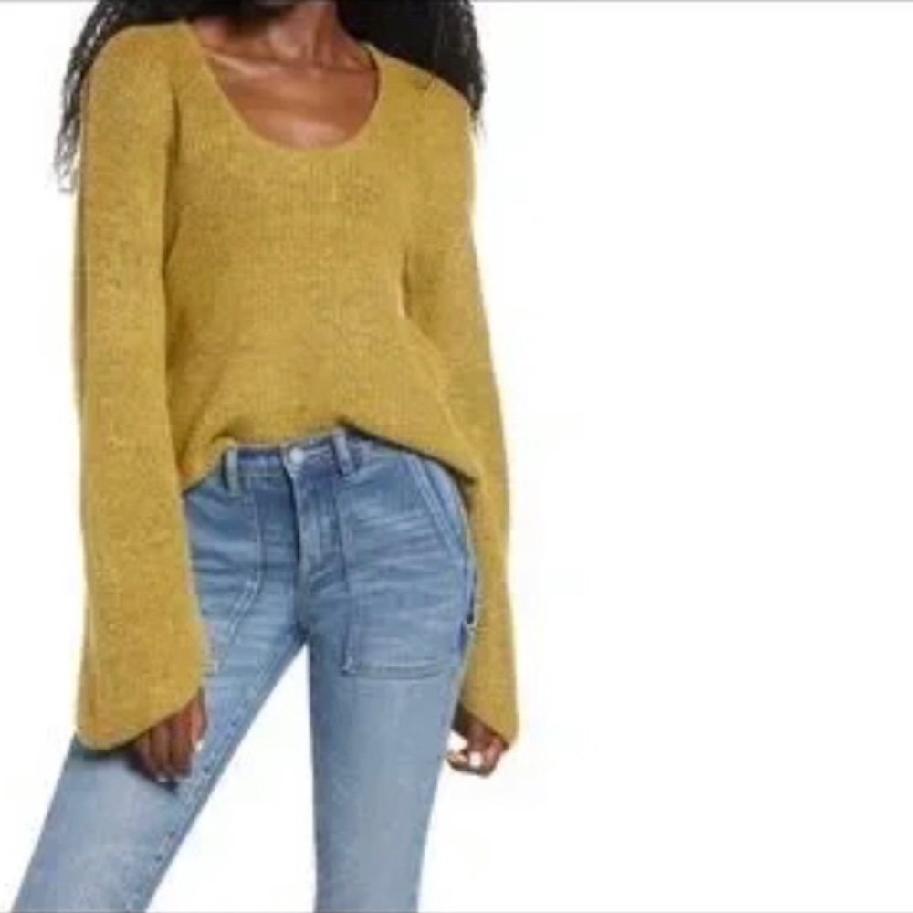 Ten Sixty Sherman Scoop Neck Olive Green Women's Asymmetrical Sweater